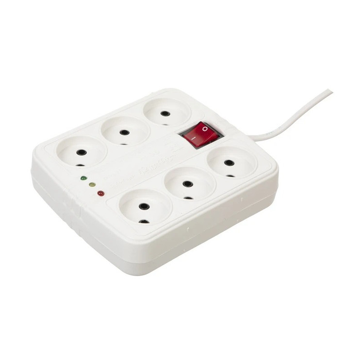 محافظ ولتاژ ششخانه با کابل ۵ متری مناسب لوازم صوتی و تصویری