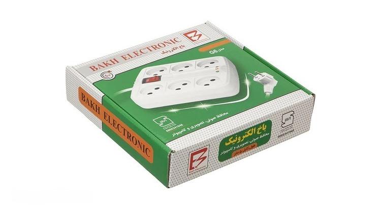 محافظ ولتاژ ششخانه با کابل ۵ متری مناسب لوازم صوتی و تصویری