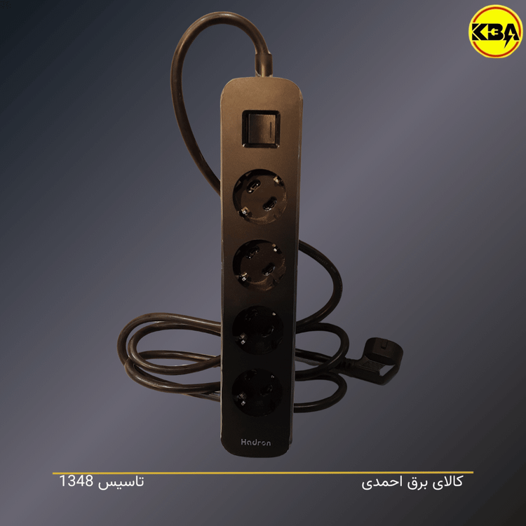 چندراهی برق هادرون مدل P24 با ۴ پریز ارتدار و کابل ۱.۸ متری