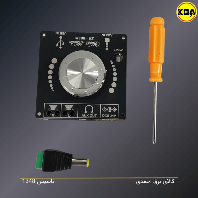 ماژول آمپلیفایر بلوتوثی دو کاناله ZK-1002M با خروجی استریو ۲×۱۰۰ وات و ورودی USB و AUX